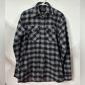Vermont Flannel Company Classic Shirt Mens Small Black Grey Check Plaid USA